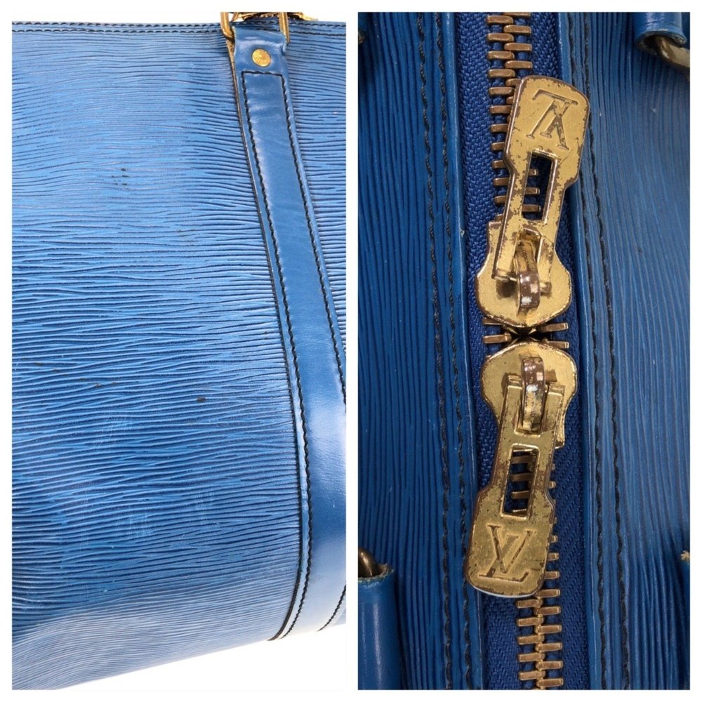 LOUIS VUITTON Epi Keepall 45 Blue Gold Hardware Leather M42975 Boston Bag - Picture 8 of 10